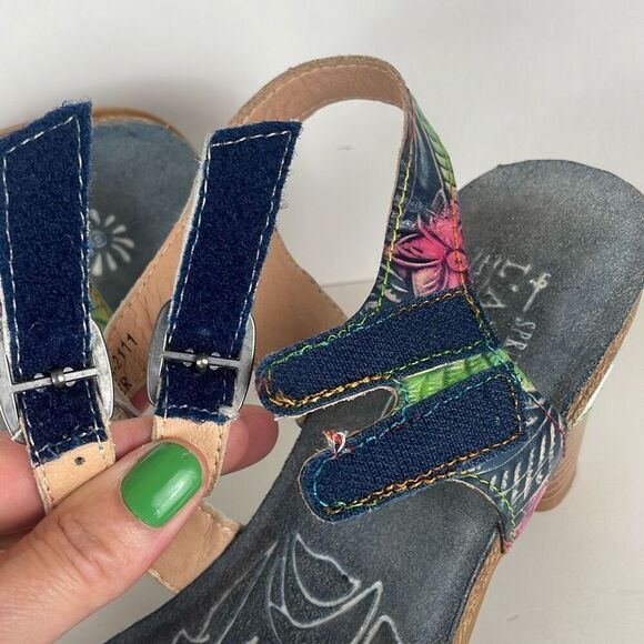 L’Artiste by Spring Step Bakiki Floral Embossed Leather Strappy Sandals 42 - Picture 7 of 12